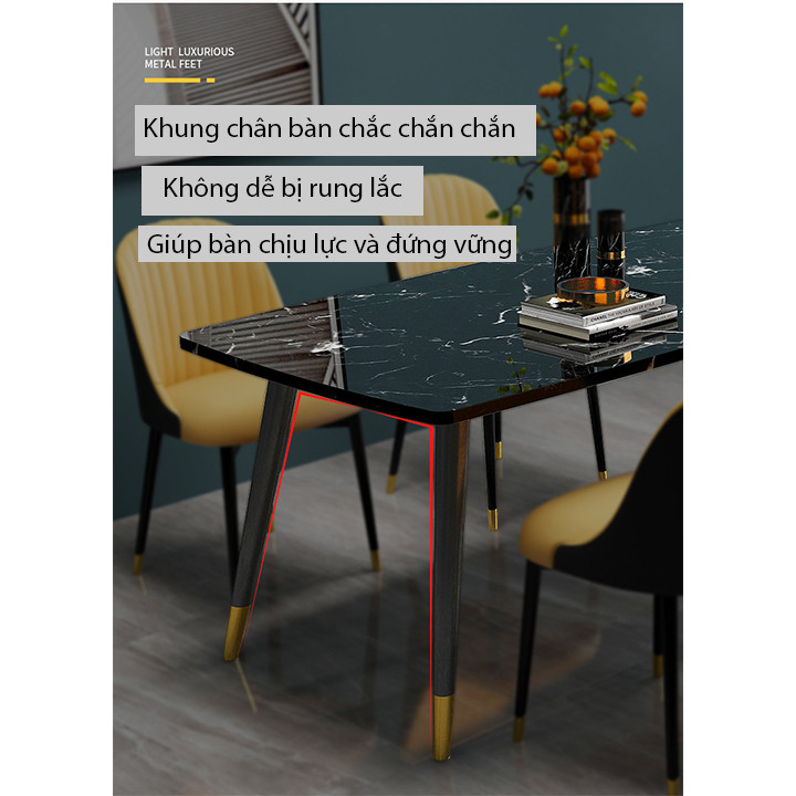 Bàn Ăn Mặt Đá Hoa Cương Trắng Và Đen Cao Cấp Decor Trang Trí Phòng Ăn Đẹp 1M2