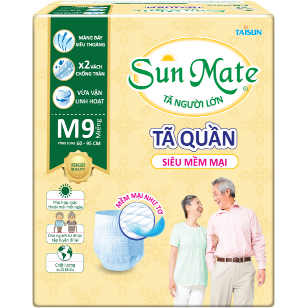 Tã Quần Người Lớn Sunmate Mềm Mại M9 (9 Miếng)