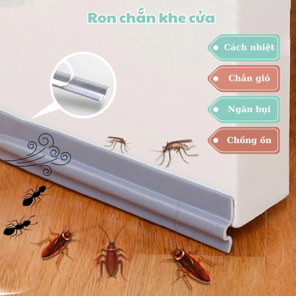 CUỘN 3 Mét Ron Chặn Khe Cửa - Chất Liệu PU Và PE Cải Tiến - Ron Chặn Khe Cửa, Chân Cửa, Khung Cửa - Ngăn Gió Lùa, Cách Âm, Chống Bụi, Ngăn Côn Trùng, Chống Thoát Khí Điều Hòa, Chống Va Đập Cửa - Hàng Chính Hãng