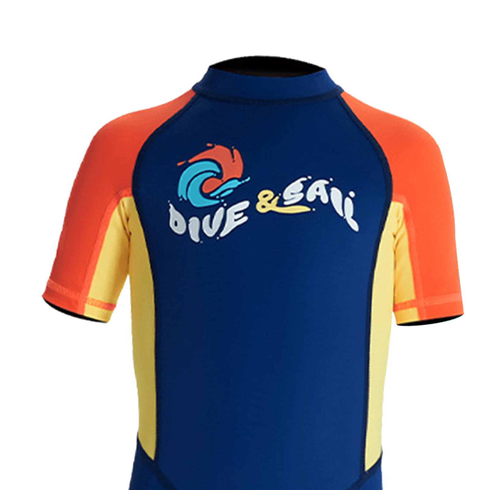 Kids Wetsuits Children Wet Suit Boys Diving Suit Short Sleeve Swimsuit Back Zip Shorty Wetsuit for Swimming Kayaking Diving Surfing
