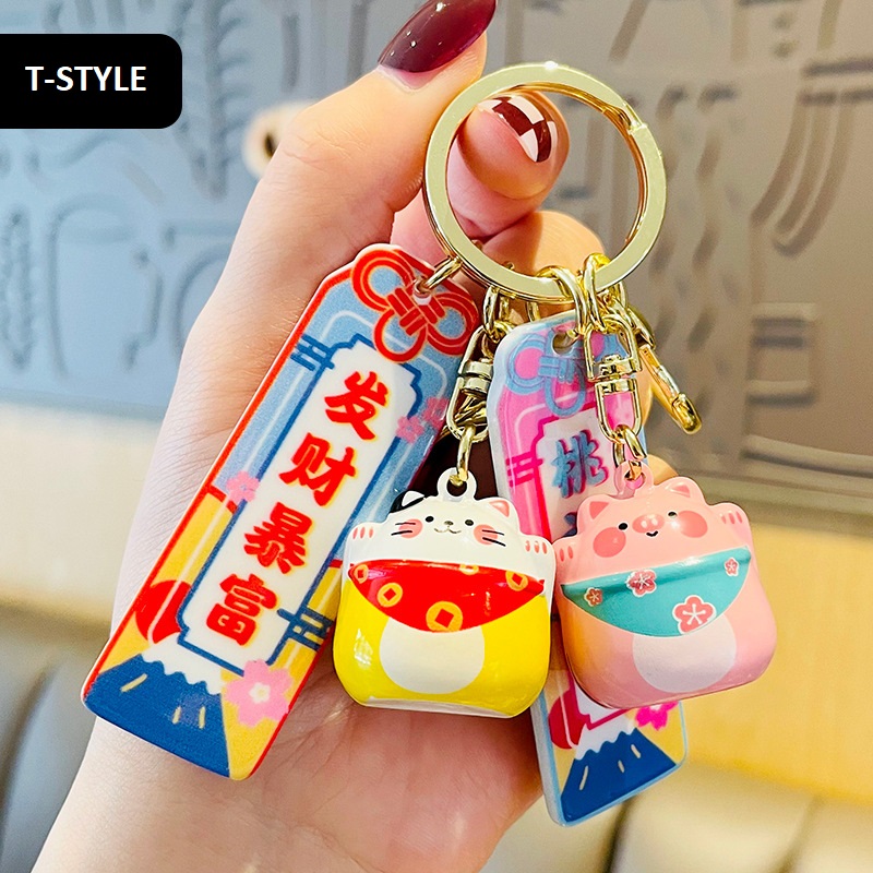 Móc khóa Chó, mèo, ếch, heo lắc kêu reng reng