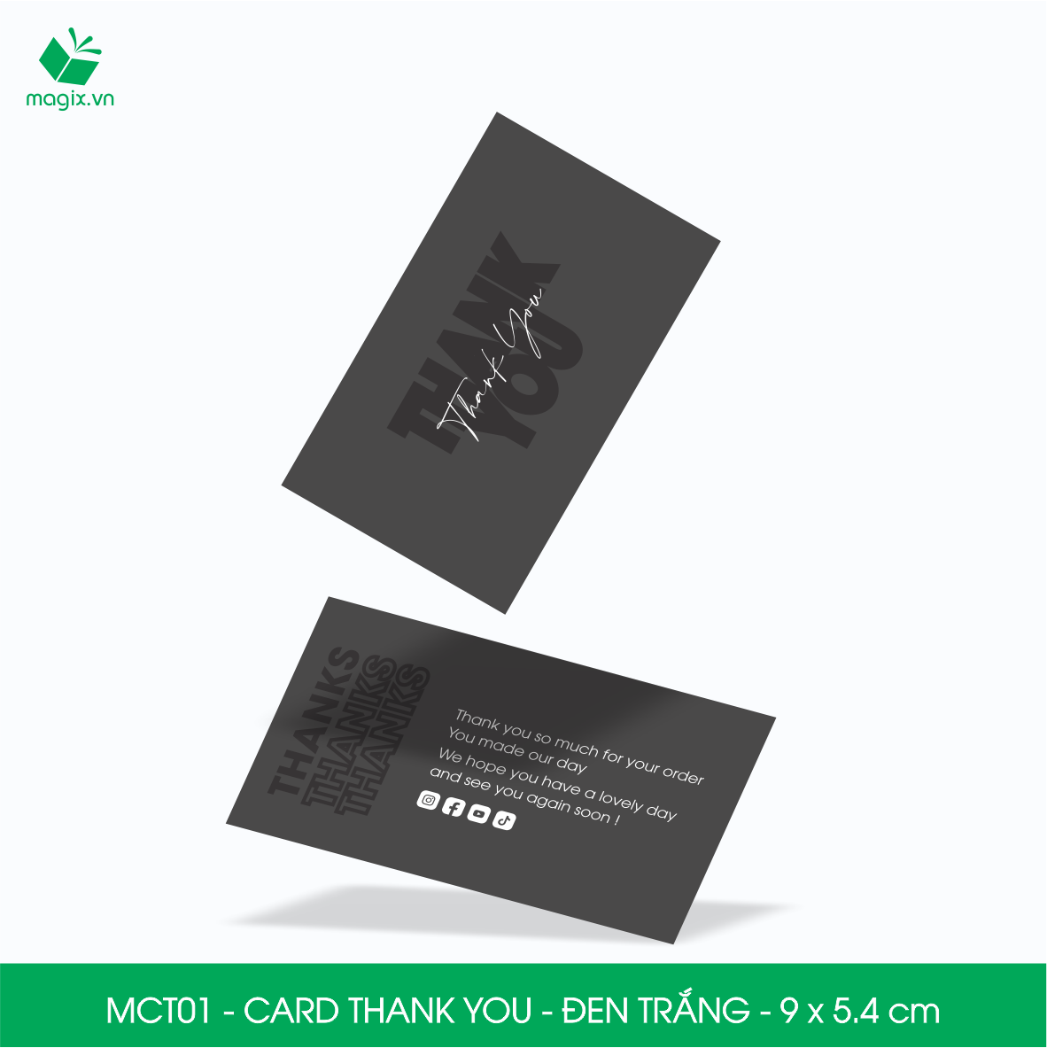 MCT01 - 9x5.4 cm - 1000 Card Thank you, Thiệp cảm ơn khách hàng, card cám ơn cứng cáp sang trọng