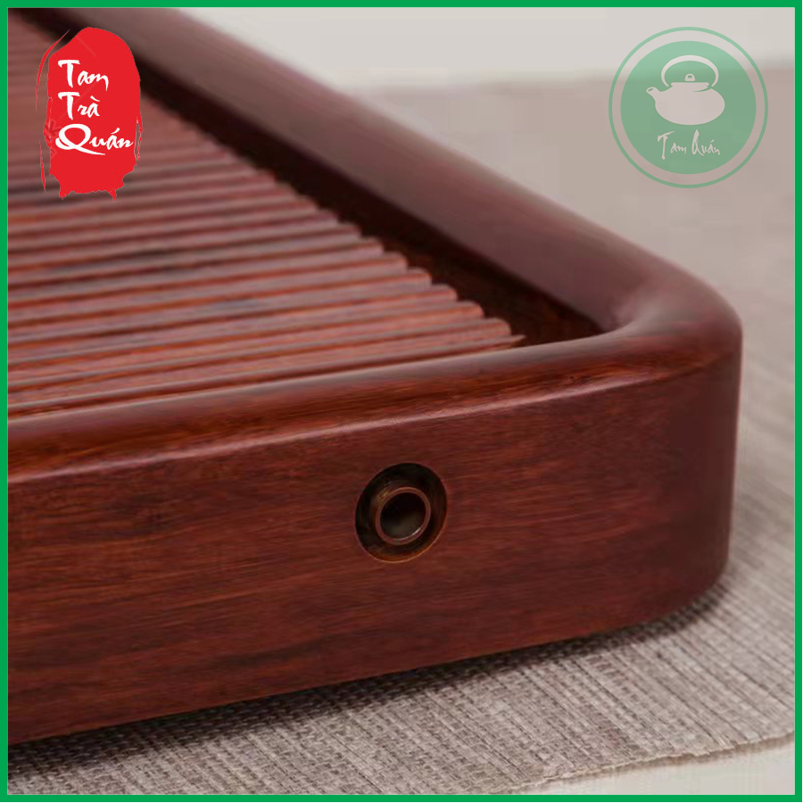 Khay trà gỗ dáng phíp 60x32cm có lỗ thoát nước