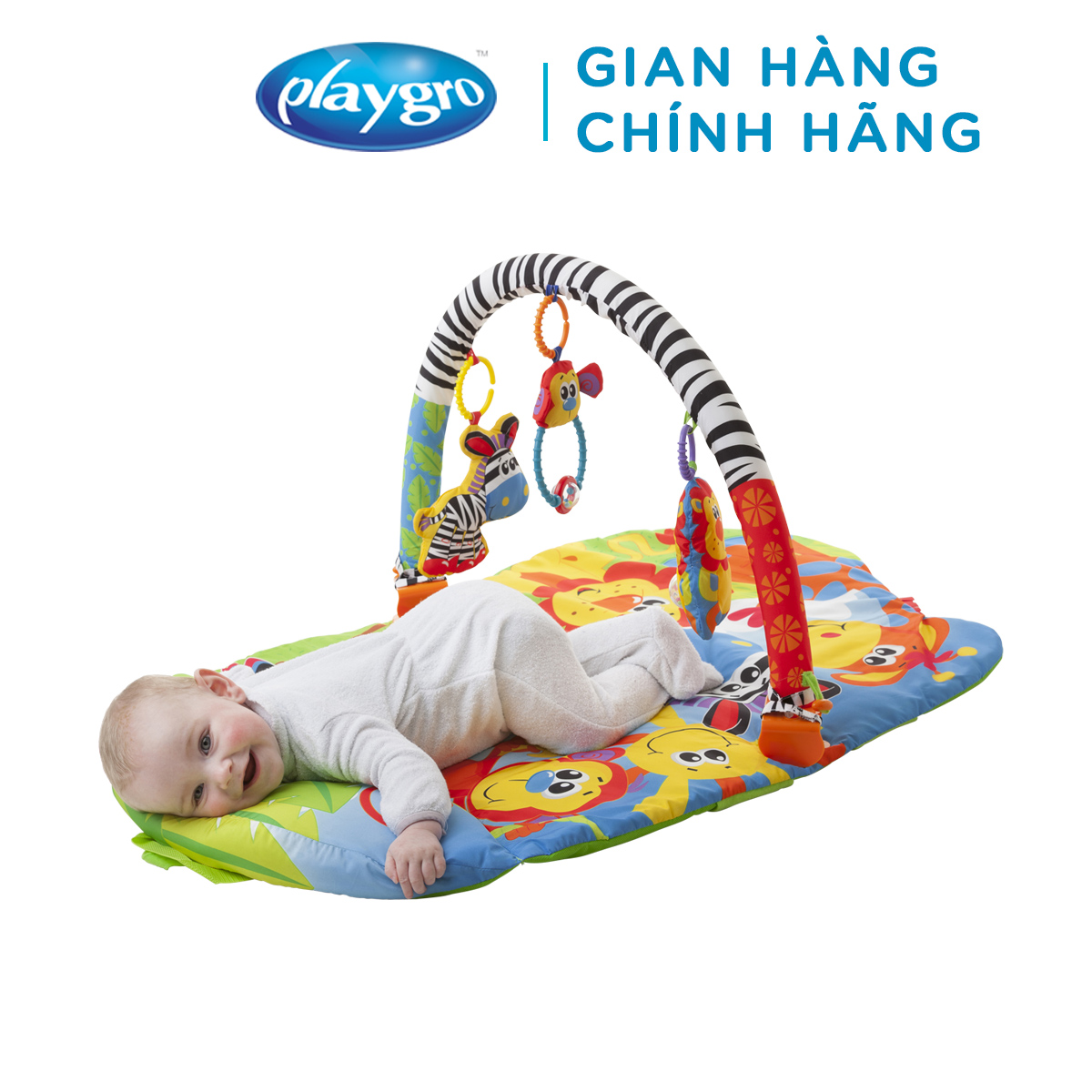Thảm Chơi Thú Hoang Dã 5 In 1 Safari Playgro, Cho Bé Sơ Sinh Đến 24 Tháng