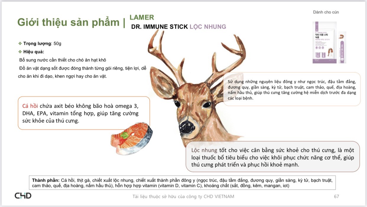 SỐT DINH DƯỠNG ĂN HÀNG NGÀY CHO CHÓ LAMER DR IMMUNE-STICK LỘC NHUNG VÀ CÁ HỒI 50g