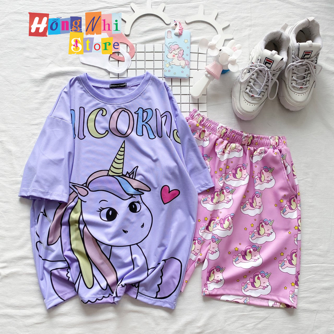 Quần Short Cartoon Unisex Màu Hồng - Quần Đùi Hoạt Hình Siêu Cute - MM