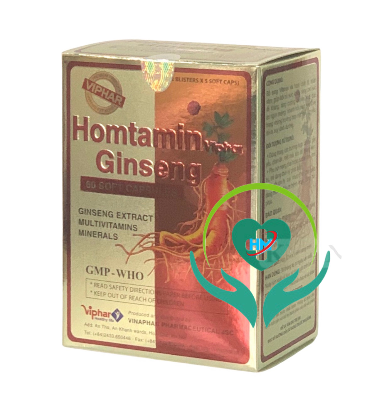 Viên sâm HomtaminViphar - Ginseng Vinapharco, hộp 60v, bồi bổ , nâng cao sức đề kháng