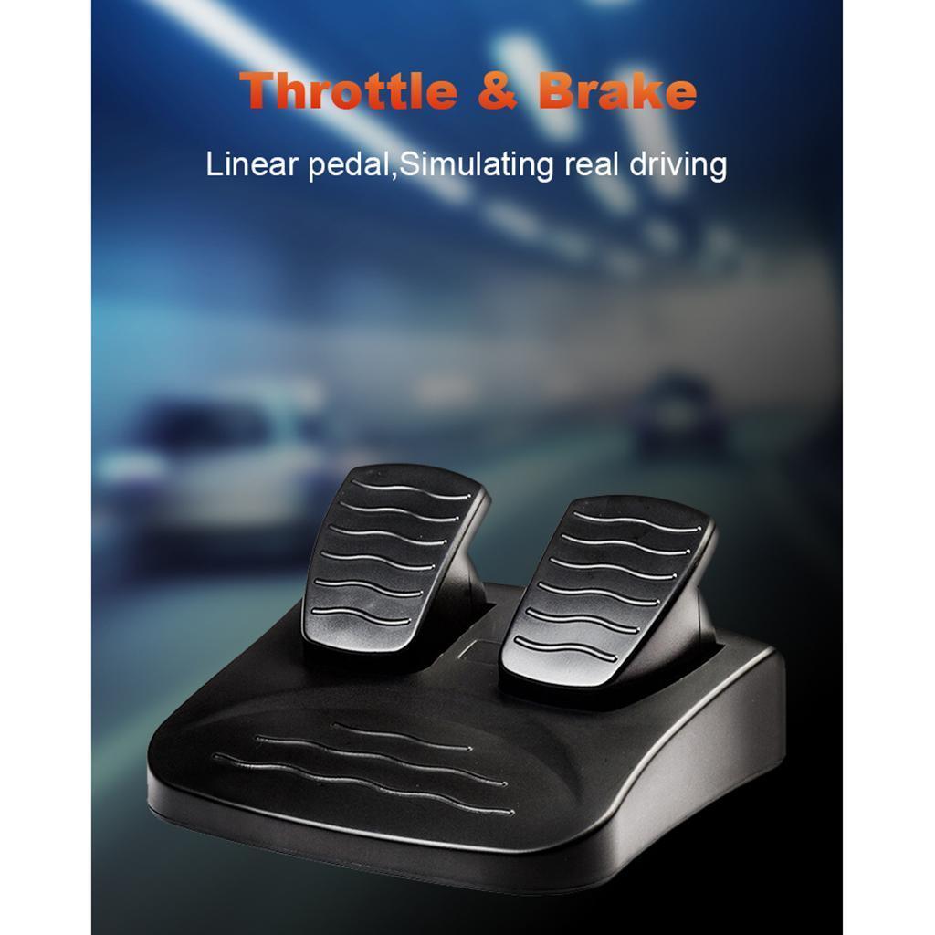 Gaming Vibration Racing Steering Wheel and Brake Pedals for PS3/PC USB Black