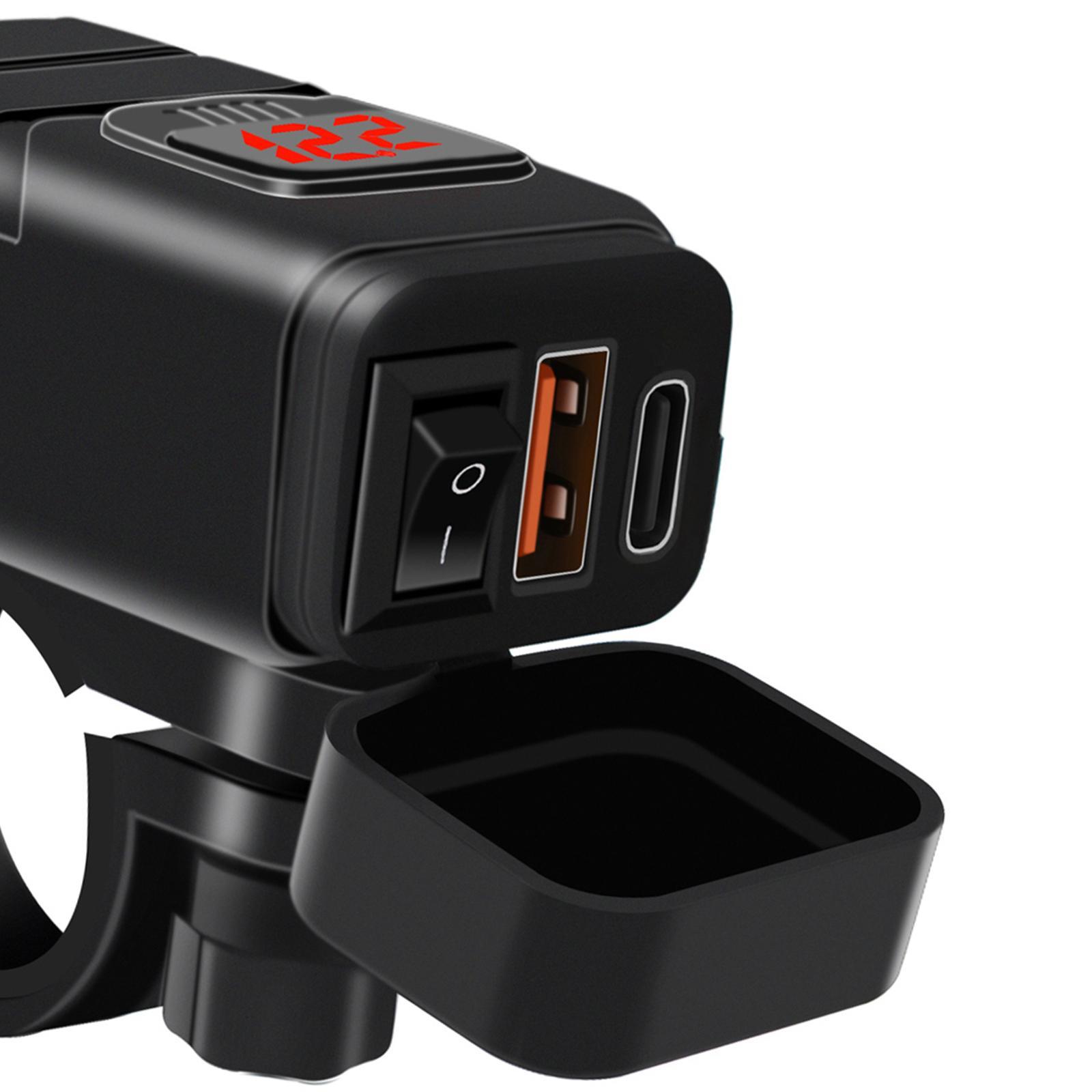 Motorcycle USB Charger Type C PD and .0 Fast Charging SAE to USB Adapter Red