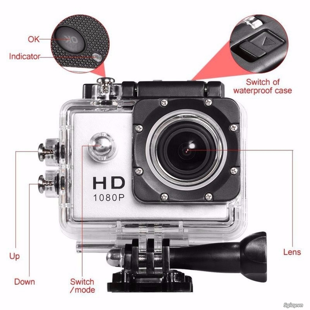 Camera Hành Trình ô tô, xe máy chất lượng 1080 Sports chống nước tuyệt đối đầy đủ phụ kiện gắn mũ bảo hiểm hoặc tay xe