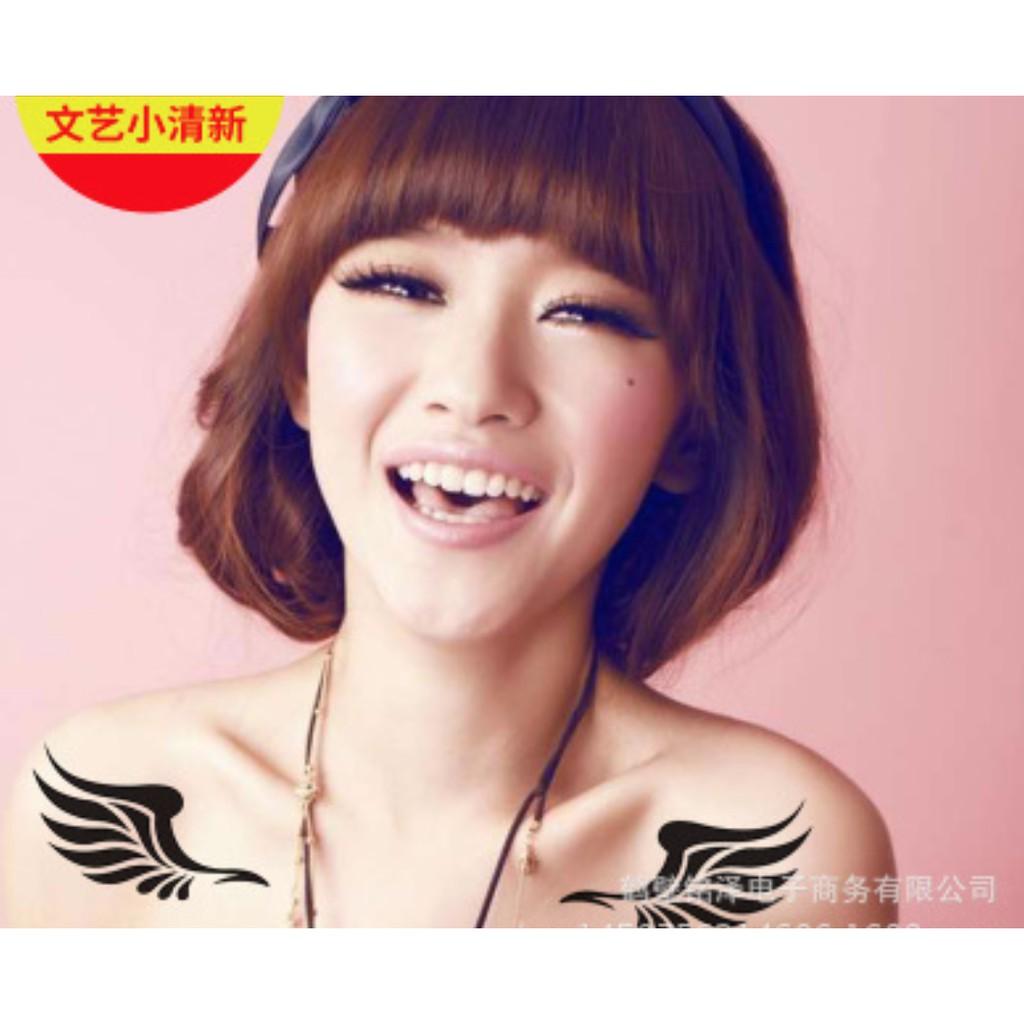 Hình xăm dán giáng sinh tattoo noel cánh và hoa tuyết đầu mùa 10x6cm- mua 5 tặng 1 tấm đồng size