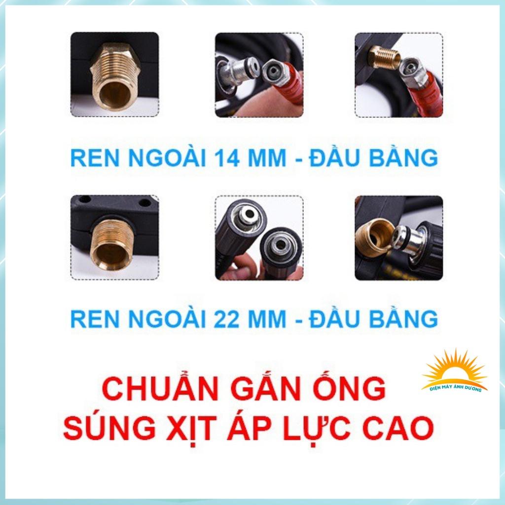 Dây rửa xe cao áp, nối vòi xịt tăng áp lực cấp nước máy rửa xe, rửa sân vườn, 2 đầu ren 22mm