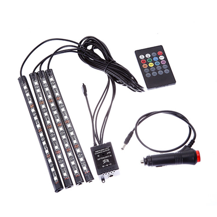 4 Dải Đèn LED Nội Thất Siêu Sáng Cho Ô tô, Đèn 7 Màu, Dài 22cm Chống Thấm Nước