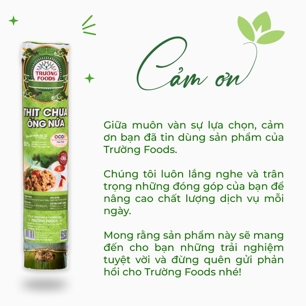 Combo 3 Thịt Chua Ống Nứa Truyền Thống Trường Foods 180g/Ống