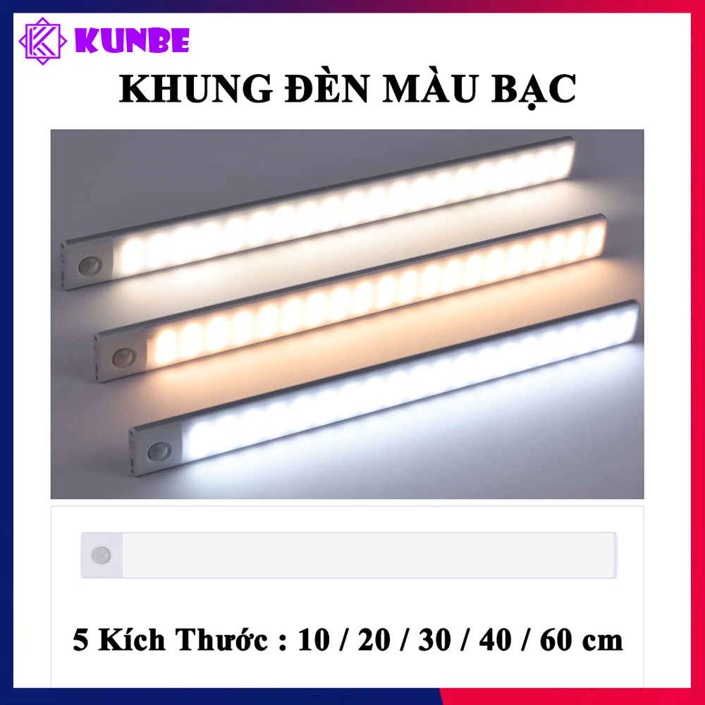 Đèn LED Cảm Biến Hồng Ngoại KUNBE Với Ánh Sáng 3 Màu, Hiệu Ứng Độc Đáo, Nhiều Kích Cỡ, Phù Hợp Trang Trí Tủ Quần Áo, Cầu Thang, Nhà Bếp, Phòng Khách, Phòng Ngủ