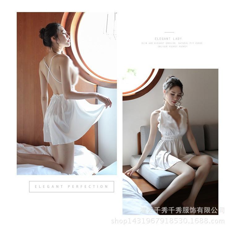 Váy ngủ satin cao cấp Nightdress G65 bảo khánh tặng kèm quần chíp sexy hàng có sẵn