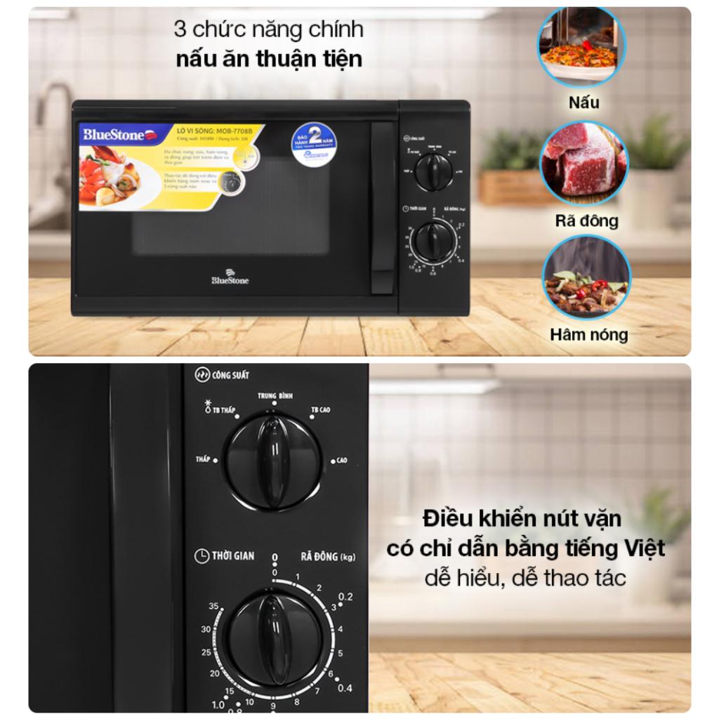 Lò Vi Sóng BlueStone MOB-7708B, 20Lit - 1050w, Hàng Chính Hãng