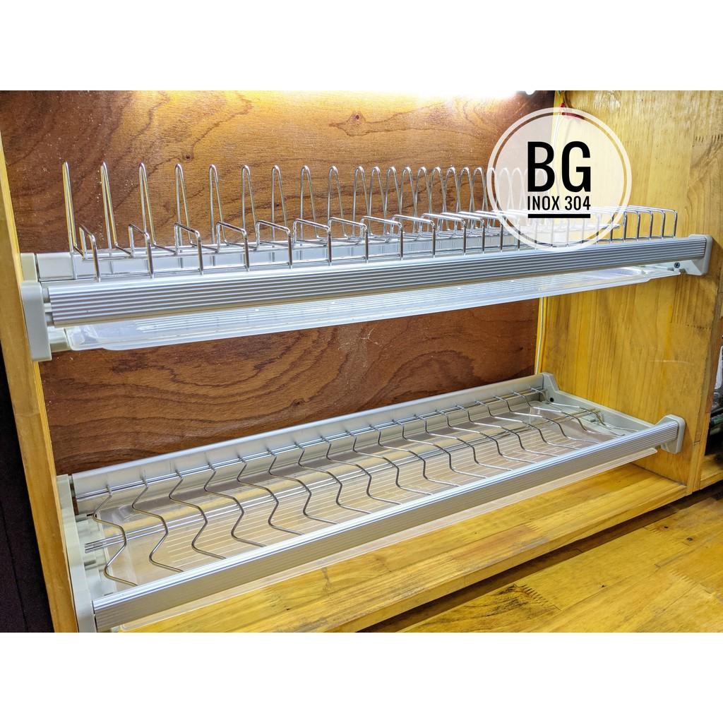 Giá bát cố định 2 tầng bằng inox nan tròn bóng, nhập khẩu của hãng Eurogold