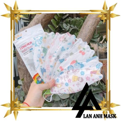 Gói 50 chiếc khẩu trang KF94 cho bé - Long Hưng 4D trẻ em kháng khuẩn 4 lớp cao cấp an toàn cho bé