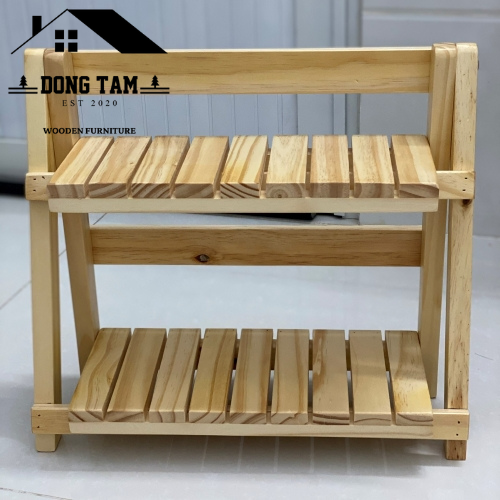 Kệ gỗ mini để bàn làm việc, để sen đá, để vật trưng bày, trang trí cây cảnh-gỗ thông nhập khẩu