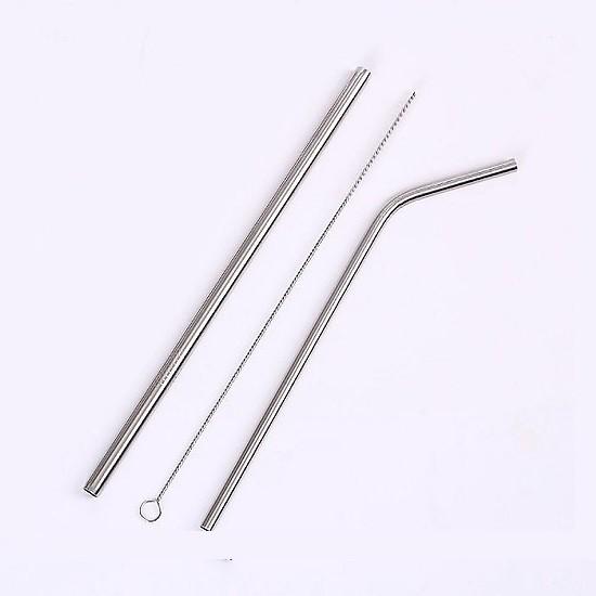 Bộ ống hút inox 304 thân thiện môi trường 2 ống hút + 1 cọ rửa - Stainless steel straw