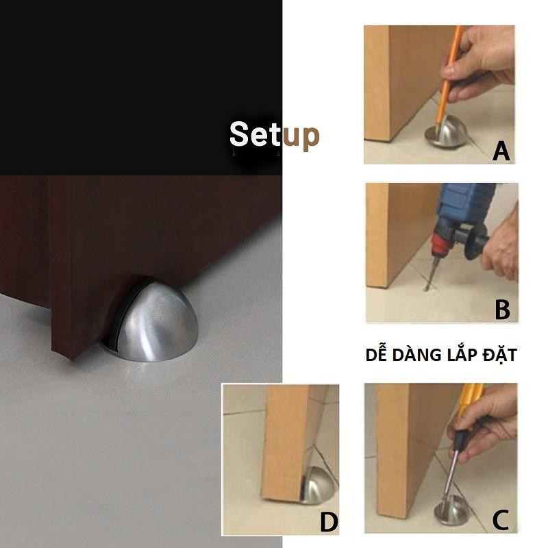 Chặn Cửa Bán Nguyệt Inox, Chặn Cửa Chống Va Đập Cánh Cửa, Chặn Cửa Đa Năng Siêu Bền, Giá rẻ, Không Khoan Đục. TakyHome 1100