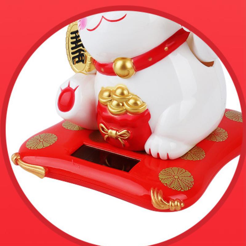 Mèo thần tài Maneki Neko vẫy tay pin mặt trời - M