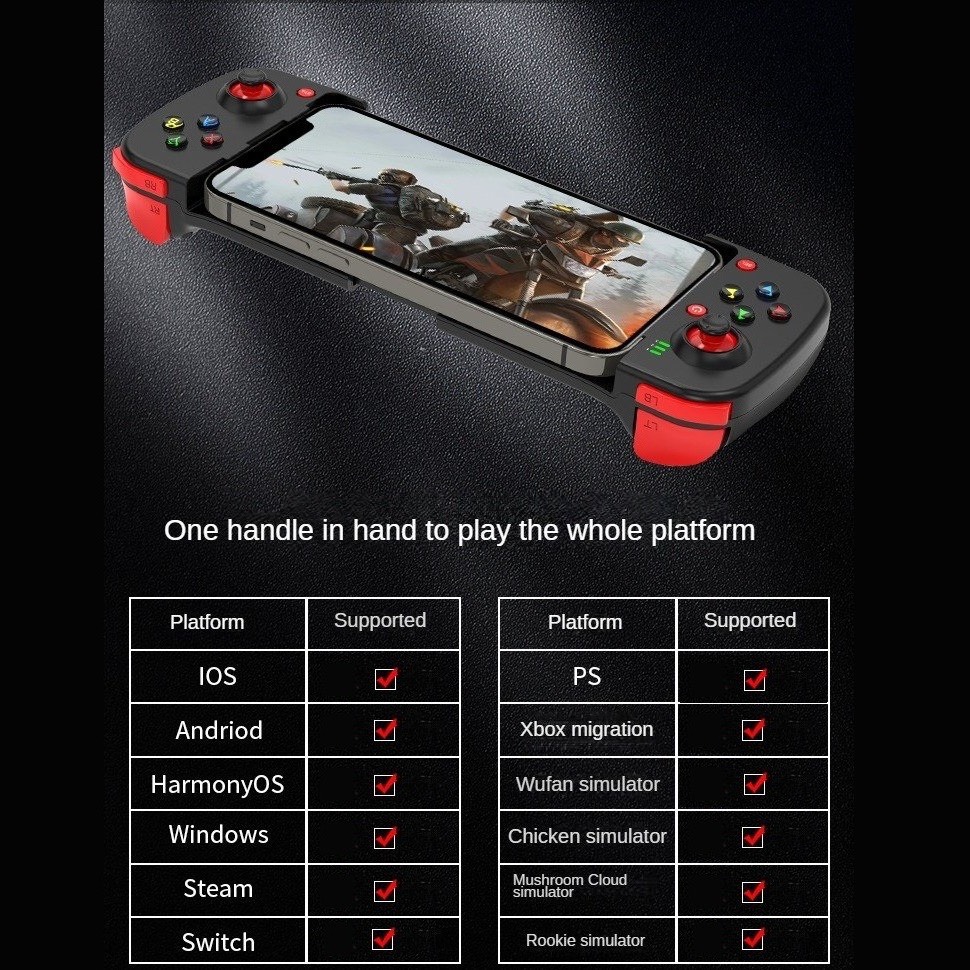 Gamepad Tay Game Không Dây Bluetooth 5.0 D3 Đa Nền Tảng Có Đèn Led Phím Cho Điện Thoại, Máy Tính, Máy Tính Bảng, Máy Game....- Hàng Chính Hãng