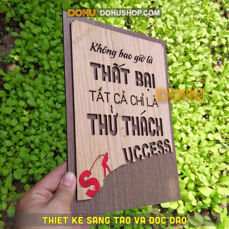 Tranh Gỗ Vintage Tạo Động Lực DOHU220: “Không bao giờ là thất bại, tất cả chỉ là thử thách” Giá Xưởng