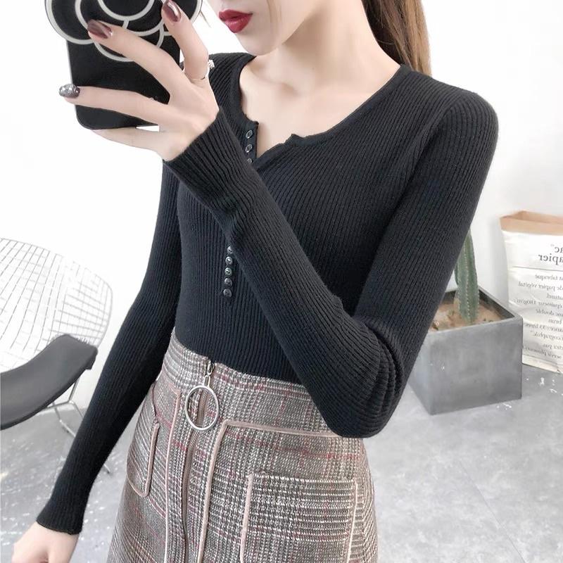 Áo len lông cừu dài tay cúc ngực cao cấp