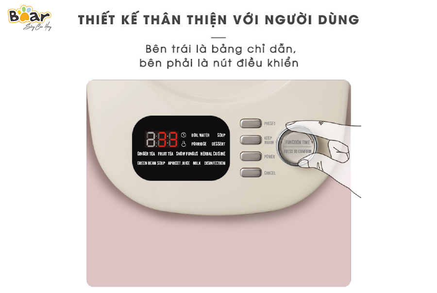 Bình Đun Nước Thông Minh Kiêm Chưng Yến, Nấu Chè Sâm Bổ Lượng, Thuốc Bắc Và Pha Trà Đa Năng BEAR YSH-C15Q5 Dung Tích 1.5 Lít Công Suất 1000W - Hàng Chính Hãng