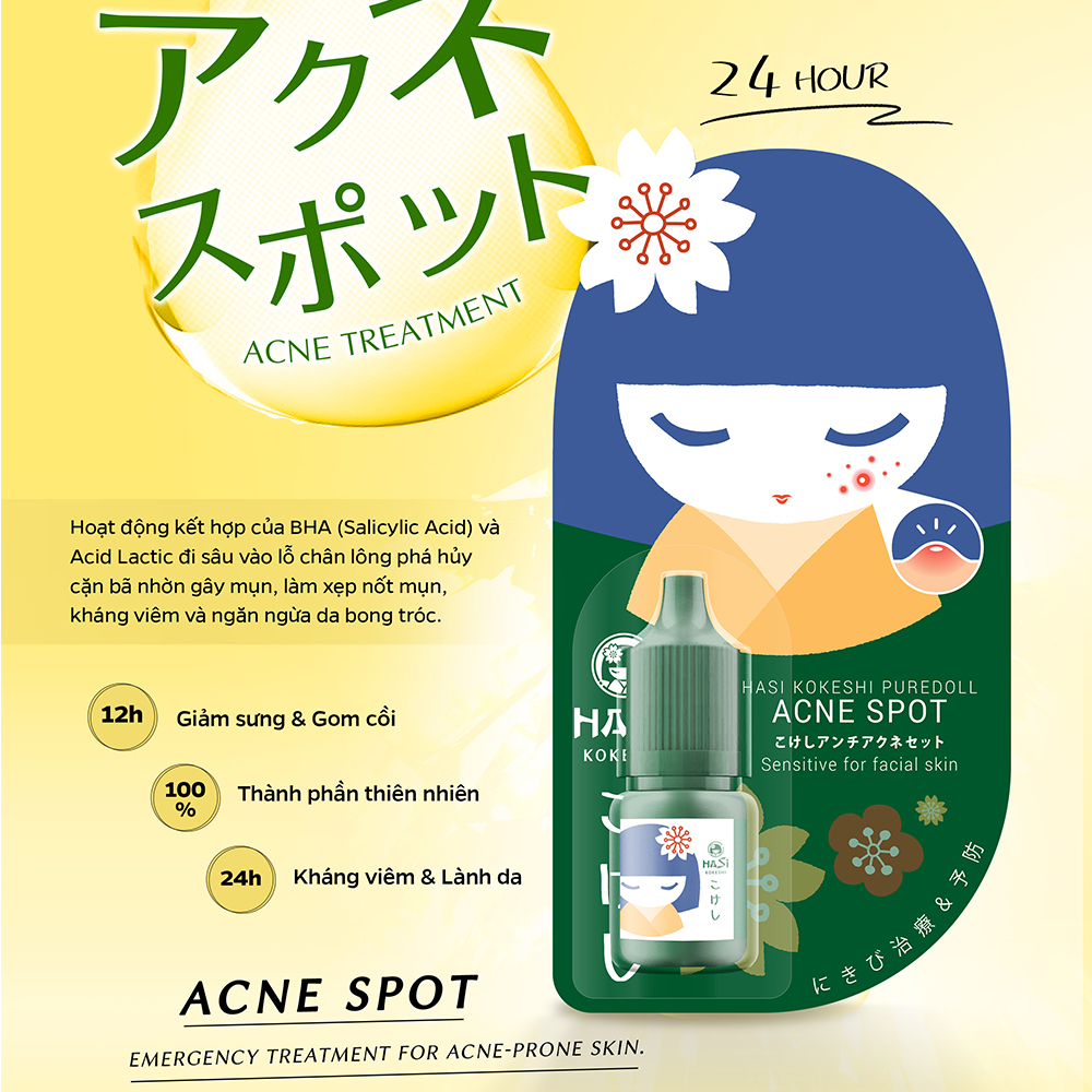 Chấm Mụn HASI Giảm Sưng Gom Cồi Acne Spot 5ml. Tặng Gel Móc Khóa 30ml