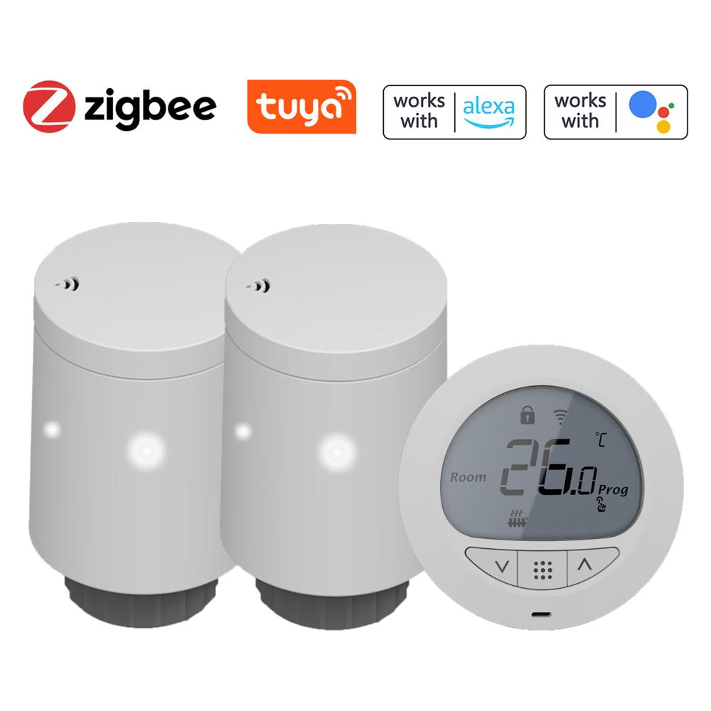 Tuya Zigbee Thermostatic Radiator Valves Intelligent Wireless Mobilephone App Control Home Heating Thermostat Temperature Controller Radiator Thermostat Compatible with Amazon Alexa Google Home