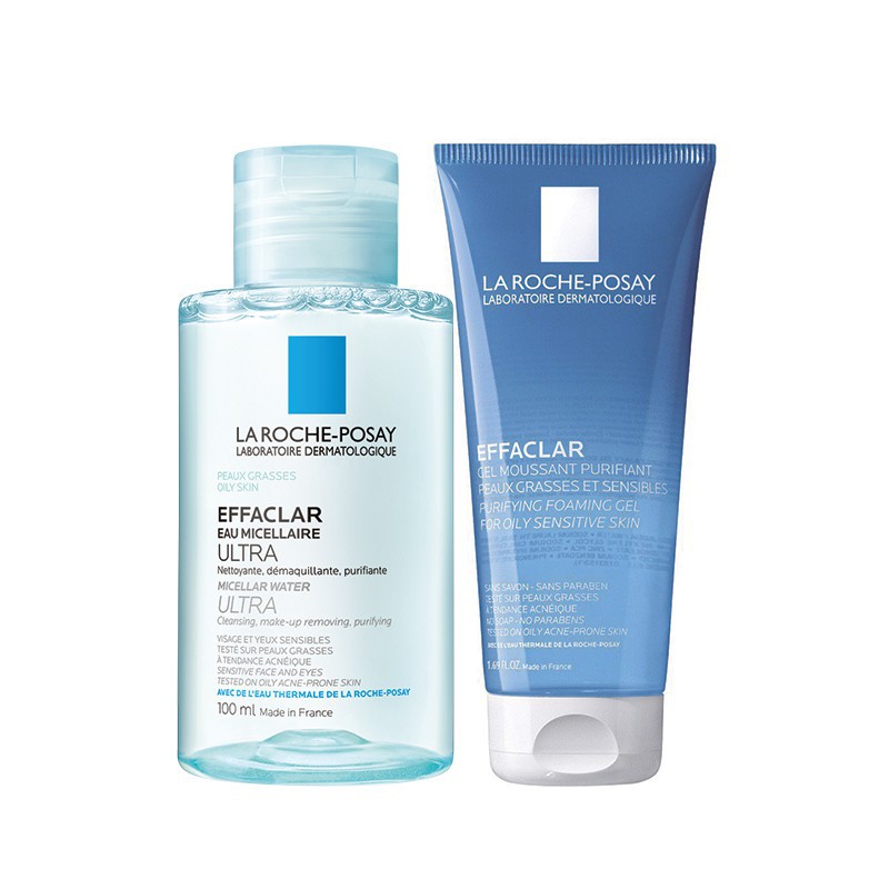 COMBO LA ROCHE-POSAY TẨY TRANG DÀNH CHO DA DẦU MỤN ULTRA OILY 100ML VÀ SỮA RỬA MẶT DẠNG GEL EFFACLER 50ML