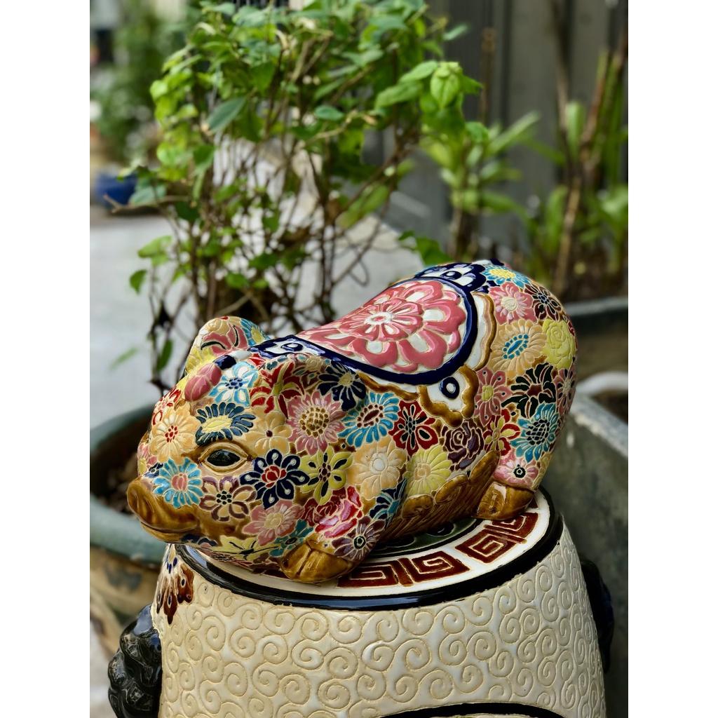 HEO TIẾT KIỆM BÁCH HOA ĐẠI GỐM SỨ THỦ CÔNG NAM BỘ TRANG TRÍ DECOR BỎ ỐNG