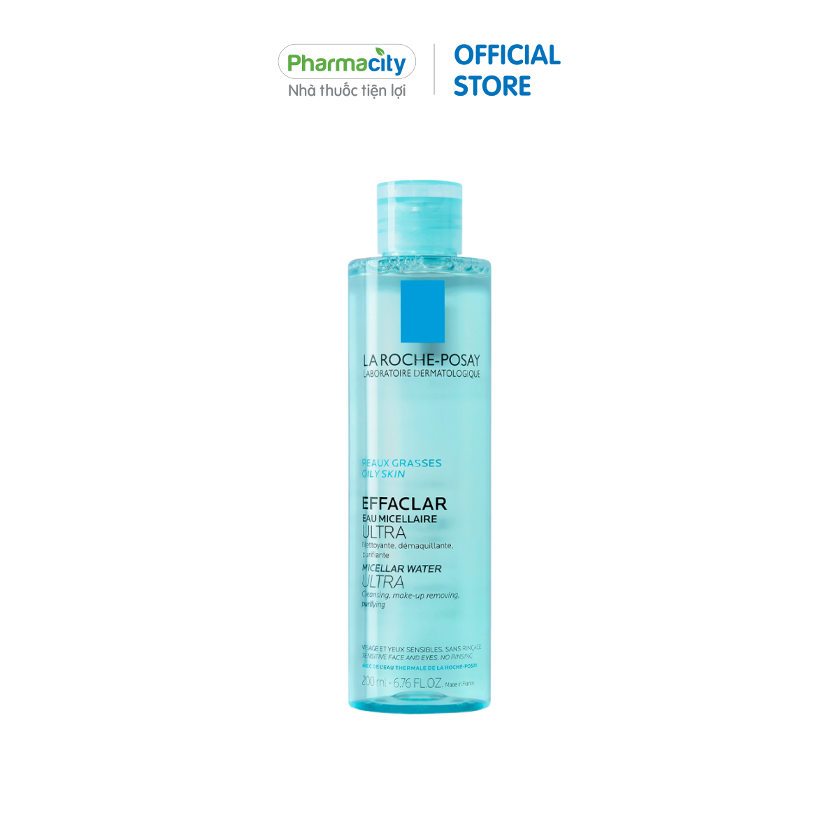 Nước tẩy trang làm sạch sâu cho da dầu nhạy cảm La Roche-Posay Effaclar Micellar Water Ultra 200ml