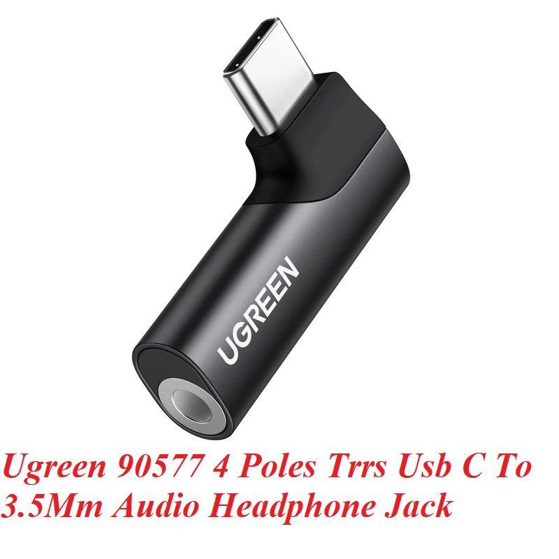 Ugreen UG90577CM460TK vuông góc 90 độ 4 khấc Màu đen Đầu chuyển USB-C sang cổng 3.5mm hỗ trợ Samsung Ipad Xiaomi Oneplus - HÀNG CHÍNH HÃNG