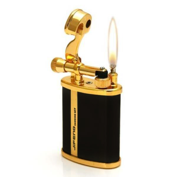 Vỏ Hột Quẹt Bật Lửa Xăng Bấc Đá Jifeng JF-018B Bằng Đồng Sơn Mài Nền Đen