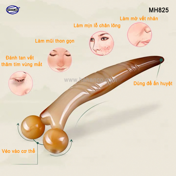 Dụng cụ lăn 3D - V Line massage nâng cơ mặt và body bằng sừng (MH825) day ấn huyệt, làm đẹp da - chăm sóc sức khỏe - HAHANCO