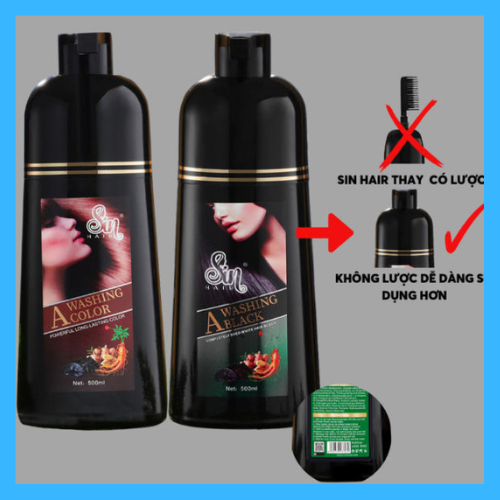 Combo 2 Chai Dầu Gội Phủ Bạc SIN HAIR Nhật Bản 500ml Chiết Xuất 100% Thảo Dược Thiên Nhiên, Tặng Kèm Gội (Xả) Mini Weilaiya Ngẫu Nhiên