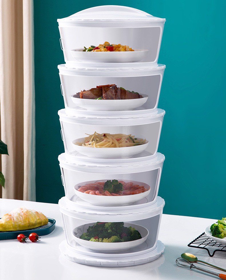 Lồng Bàn Nhiều Tầng, BỘ KHAY GIỮ NHIỆT THỨC ĂN 5 TẦNG - 4 tầng đựng Thức Ăn Và 1 Tầng Dựng Rau Củ