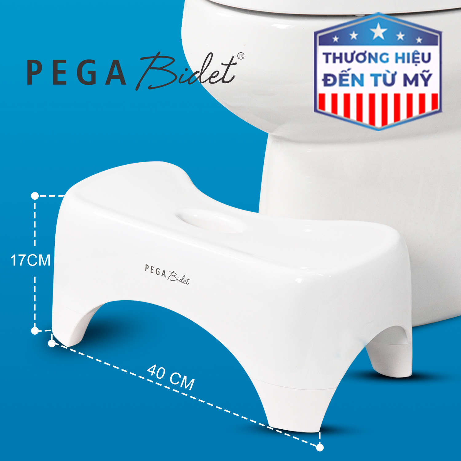 Ghế kê chân toilet PEGA Bidet SS-H17, hỗ trợ đi vệ sinh dễ dàng và thoải mái chống táo bón, làm từ nhựa y tế, ưa chuộng tại Mỹ