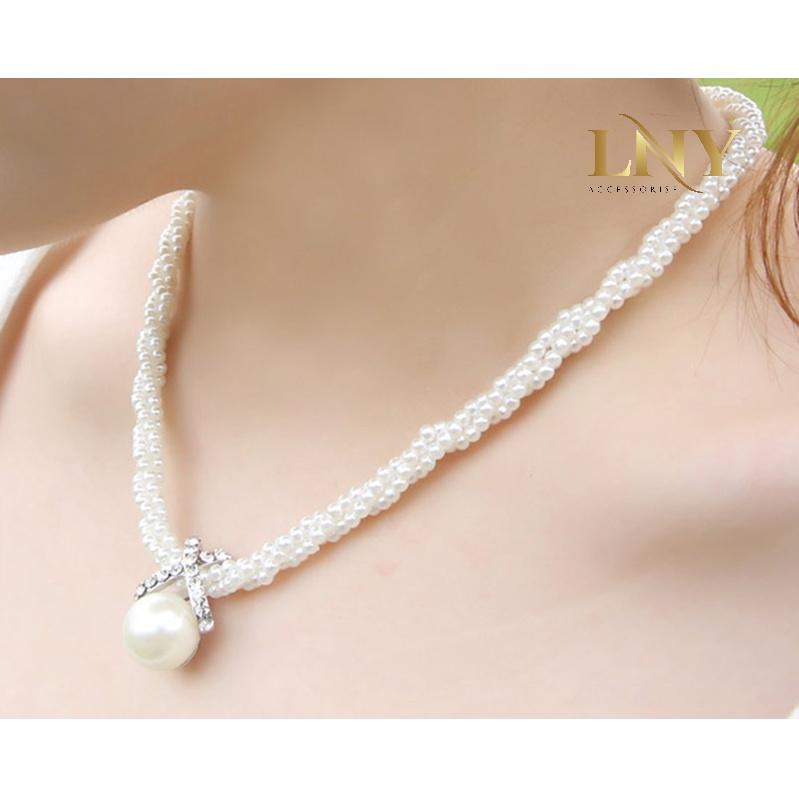 Dây Chuyền Nữ Ngọc Trai Nhân Tạo Khuyên Gài Nữ Tính