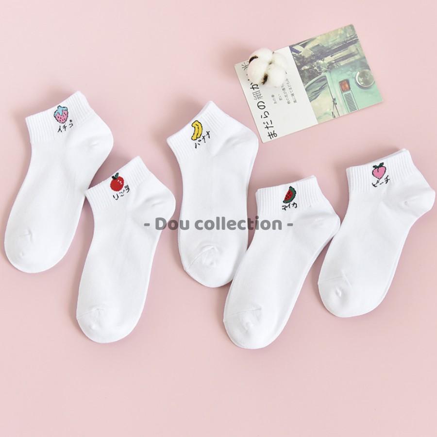 Vớ Tất Nam Nữ Cổ Ngắn Unisex Cotton Họa Tiết Trái Cây Phong Cách Nhật Bản Dễ Thương - Mã TV011