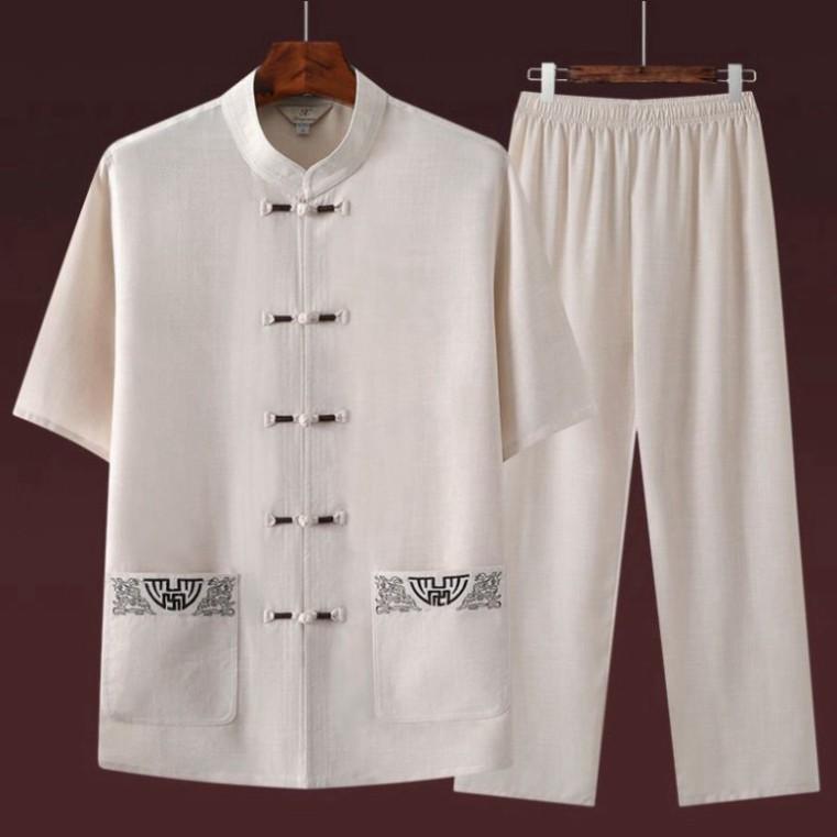Đồ bộ đũi nam cổ tròn chất vải đũi thái loại dày đẹp hàng hot trend dành tặng người thân