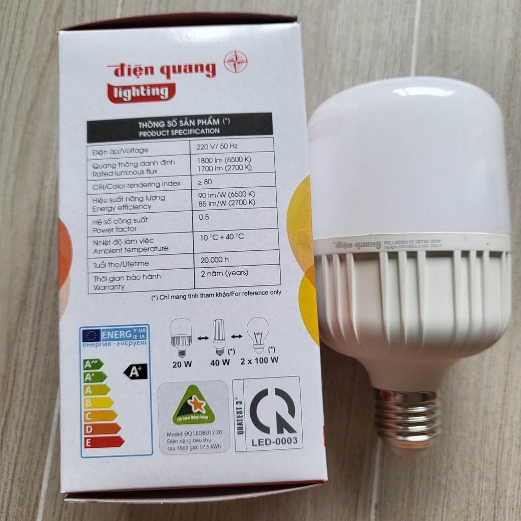 Hình ảnh Đèn LED bulb công suất lớn Điện Quang ĐQ LEDBU12 bầu kín - công suất 20W/30W/40W - ánh sáng trắng/vàng