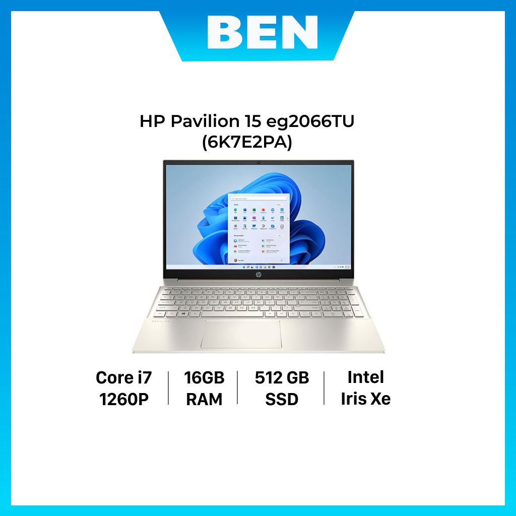 Laptop HP Pavilion 15 eg2066TU i7 1260P/16GB/512GB/15.6"F/Win11//Vàng - Hàng chính hãng
