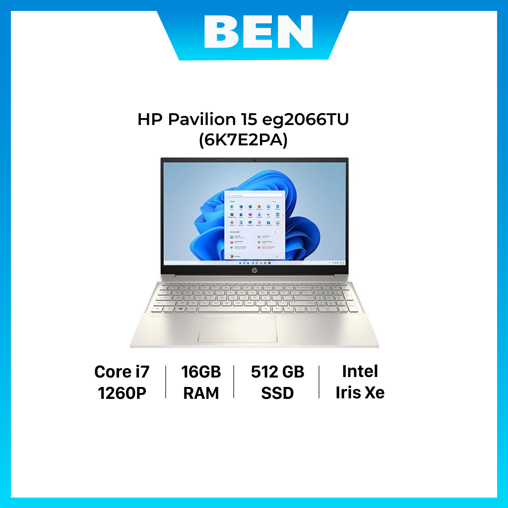 Laptop HP Pavilion 15 eg2066TU i7 1260P/16GB/512GB/15.6&quot;F/Win11/(6K7E2PA)/Vàng - Hàng chính hãng