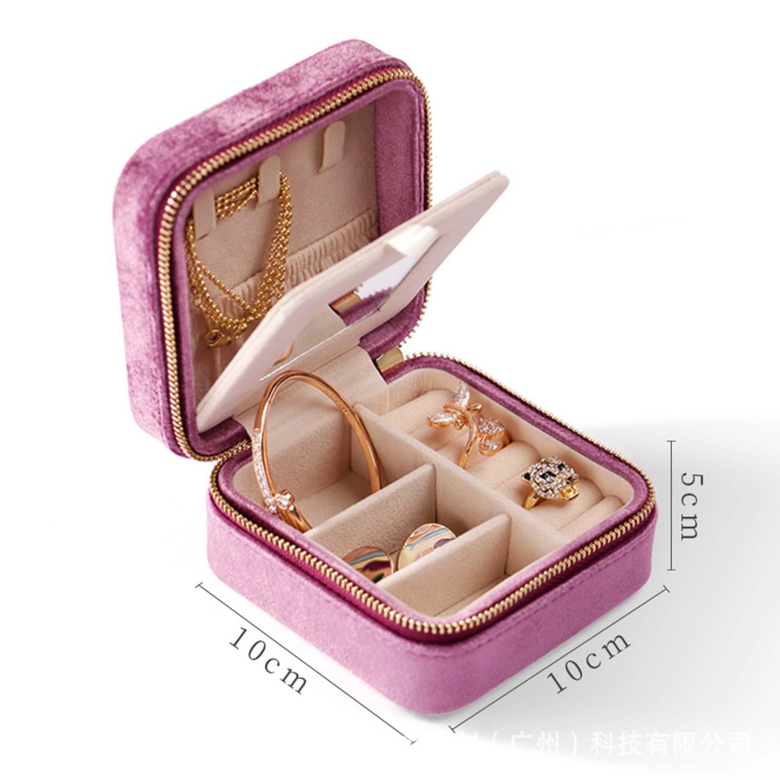 Jewelry Organizer Box, with Mirror  Case for Travel Rings Women Girls