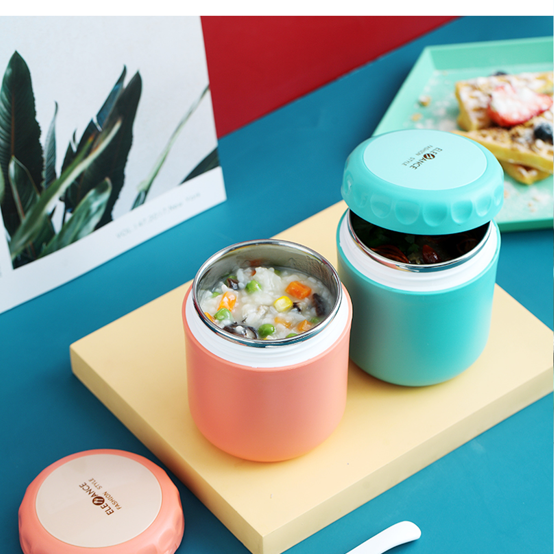Cốc Đựng Canh Giữ Nhiệt Lõi Inox 304 Dung Tích 400ml Thích Hợp Đựng Soup, Cháo Chống Tràn Dễ Dàng Mang Đi